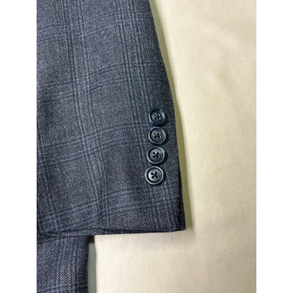 Jos. A. Bank Travelers Collection Blazer‎ Mens 39R Silk Wool Blue Grey Plaid